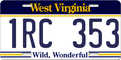 WV license plate 1RC353