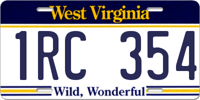 WV license plate 1RC354