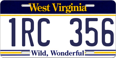 WV license plate 1RC356