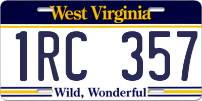 WV license plate 1RC357