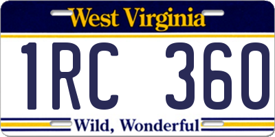 WV license plate 1RC360