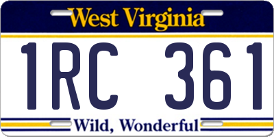 WV license plate 1RC361