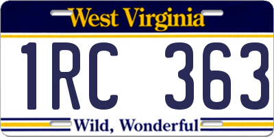 WV license plate 1RC363