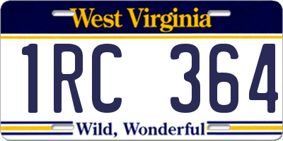 WV license plate 1RC364