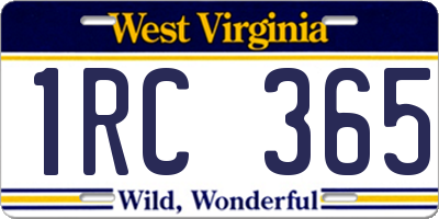 WV license plate 1RC365