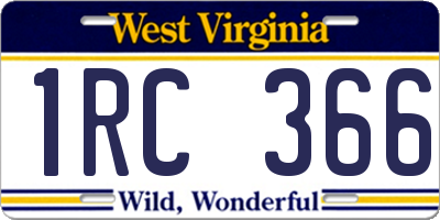 WV license plate 1RC366