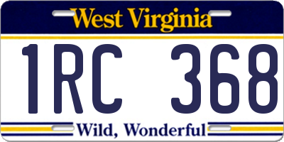 WV license plate 1RC368