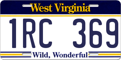 WV license plate 1RC369