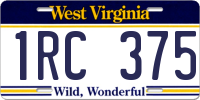 WV license plate 1RC375