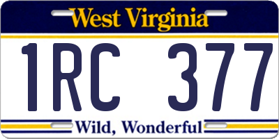WV license plate 1RC377