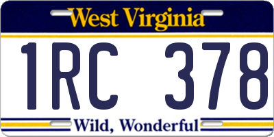 WV license plate 1RC378