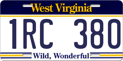 WV license plate 1RC380