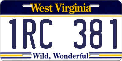 WV license plate 1RC381
