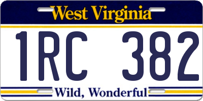 WV license plate 1RC382