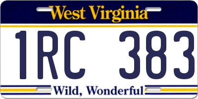 WV license plate 1RC383
