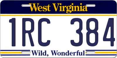 WV license plate 1RC384