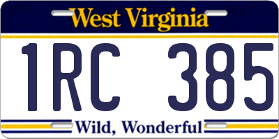 WV license plate 1RC385
