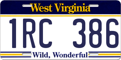 WV license plate 1RC386