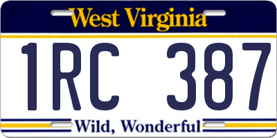 WV license plate 1RC387