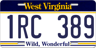 WV license plate 1RC389