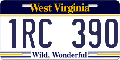 WV license plate 1RC390