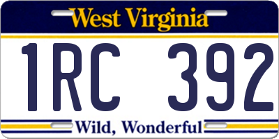 WV license plate 1RC392