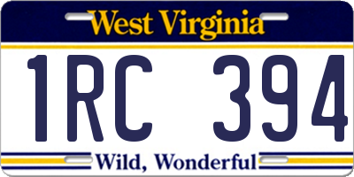 WV license plate 1RC394