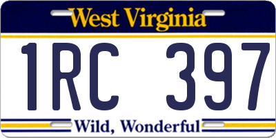WV license plate 1RC397