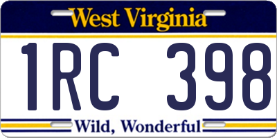 WV license plate 1RC398
