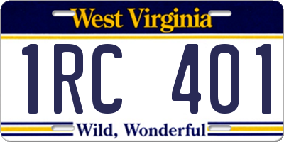WV license plate 1RC401