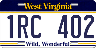 WV license plate 1RC402
