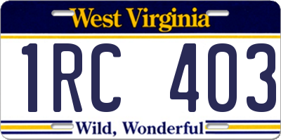 WV license plate 1RC403