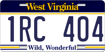 WV license plate 1RC404