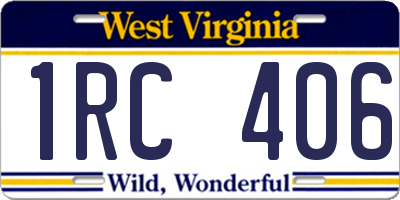 WV license plate 1RC406