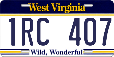 WV license plate 1RC407