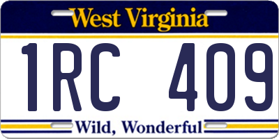 WV license plate 1RC409