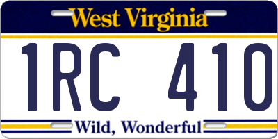WV license plate 1RC410