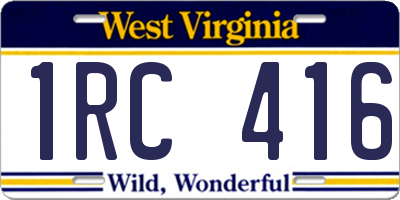 WV license plate 1RC416