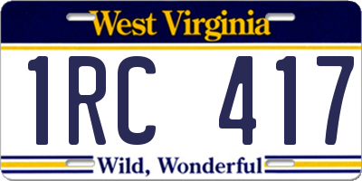 WV license plate 1RC417