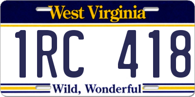 WV license plate 1RC418