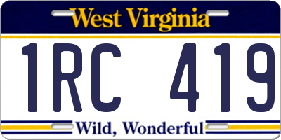 WV license plate 1RC419