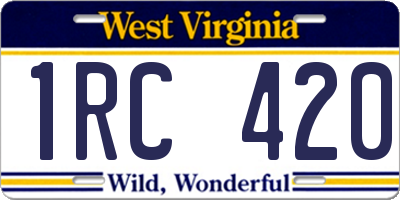 WV license plate 1RC420