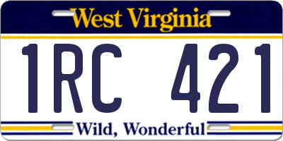 WV license plate 1RC421