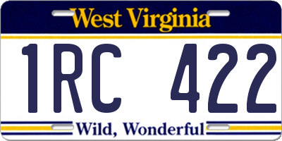 WV license plate 1RC422