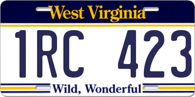 WV license plate 1RC423