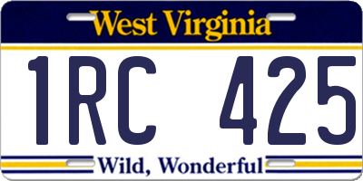 WV license plate 1RC425