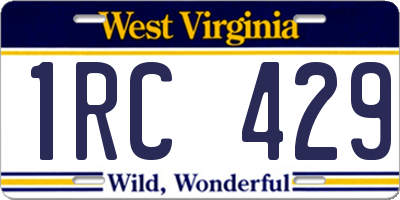 WV license plate 1RC429