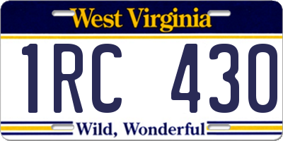 WV license plate 1RC430