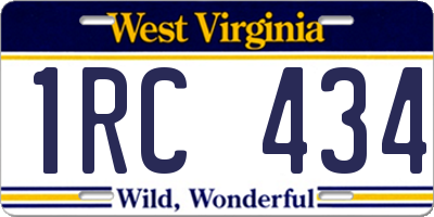WV license plate 1RC434