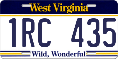 WV license plate 1RC435